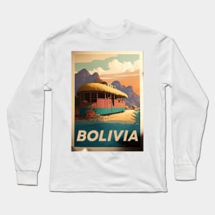 Bolivia Hut Vintage Travel Art Poster Long Sleeve T-Shirt